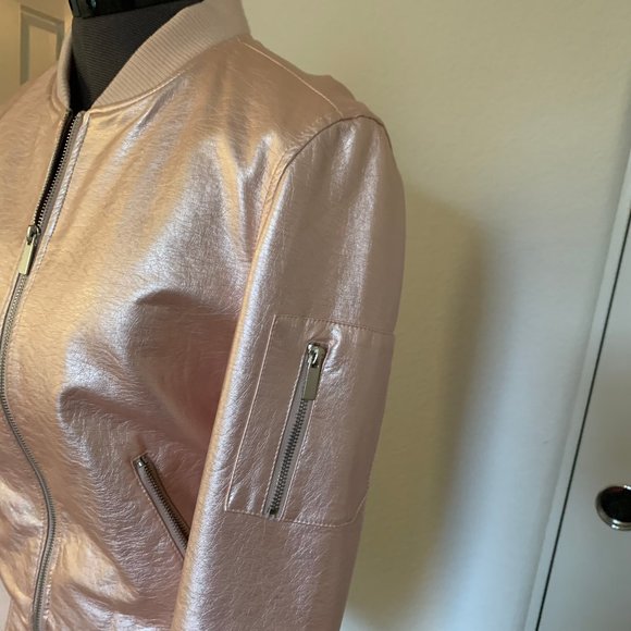Metallic pink bomber jacket - Picture 3 of 12